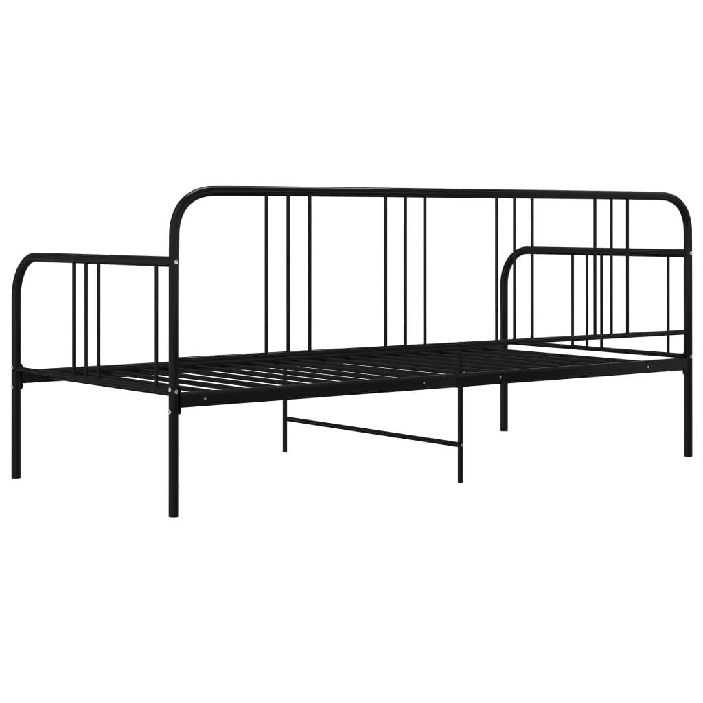 Divano Letto Telaio Nero in Metallo 90x200 cm-4