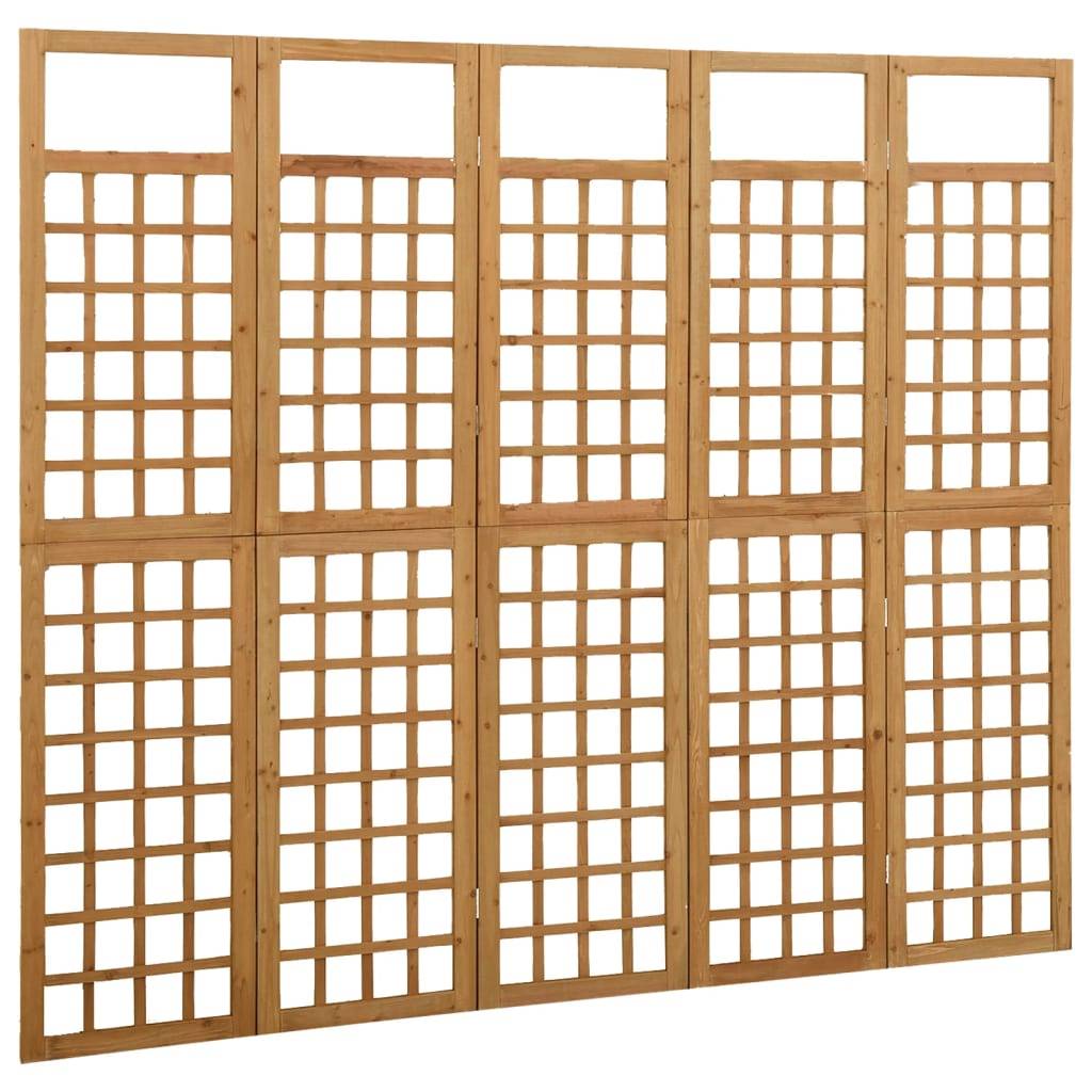 Divisorio a 5 Pannelli in Legno Massello di Abete 201,5x180 cm-2