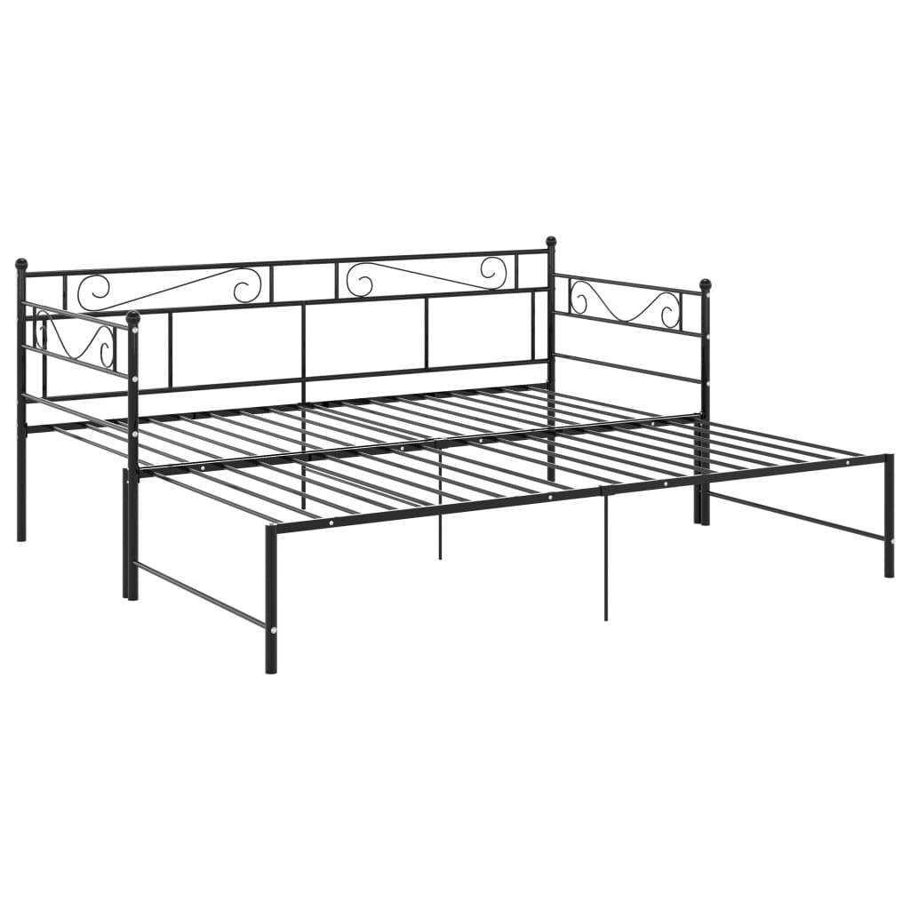 Telaio Divano Letto Estraibile Nero in Metallo 90x200 cm-4