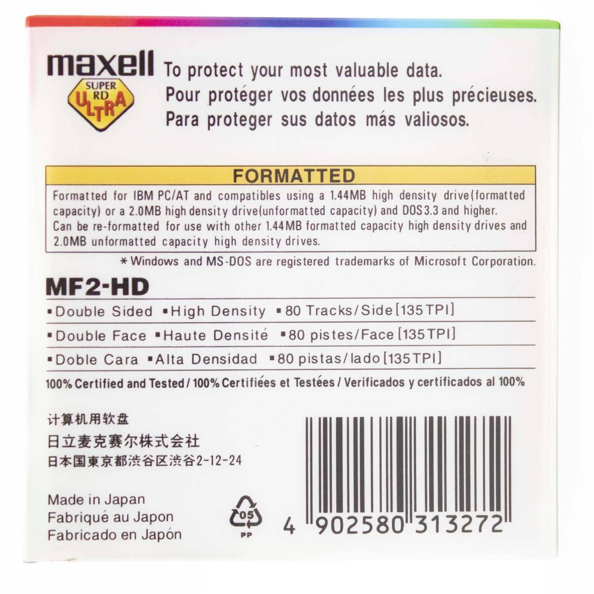 1 X Maxell Floppy Disk Drive 3,5" 1.4mb Mf2-hd Ms-dos Windows Bianco (singolo)-1