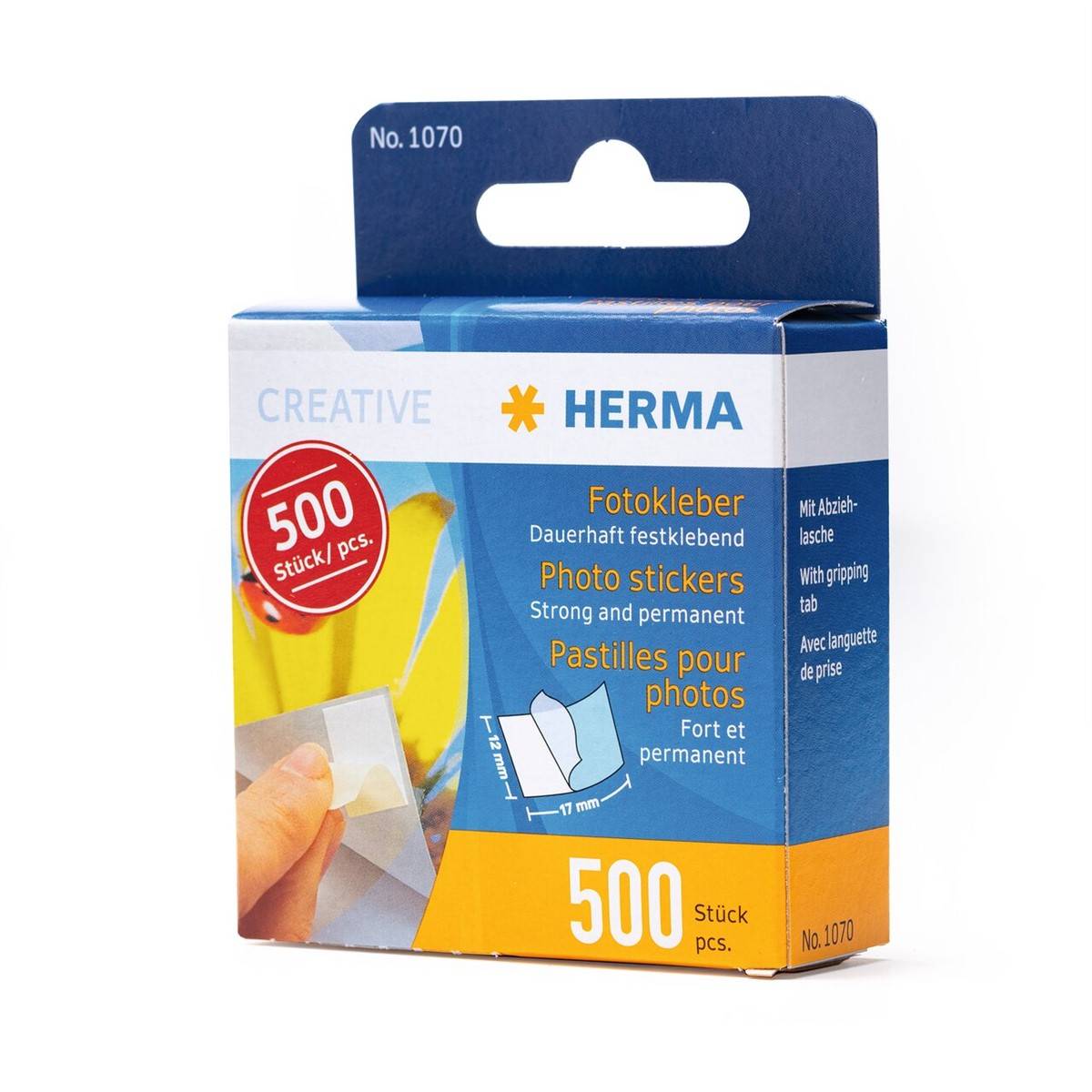 HERMA Foto-Kleber im Sparpack, Inhalt: 2 x 500 Stück eine Seite klebefertig, eine Seite mit Schutzpapier (1075)-1