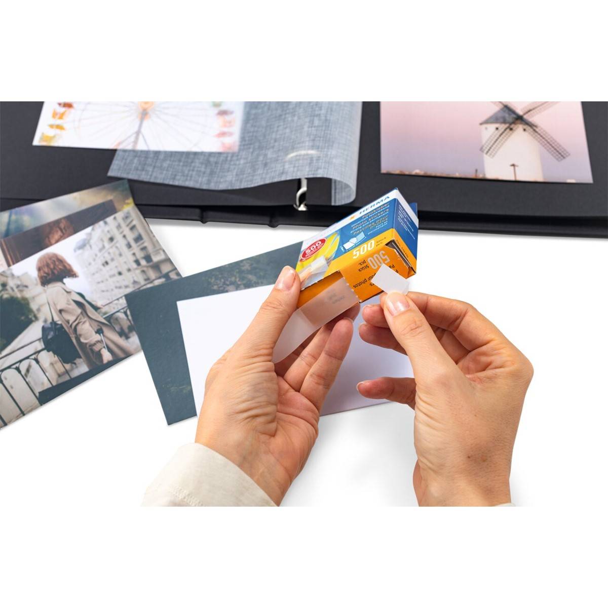 HERMA Foto-Kleber im Sparpack, Inhalt: 2 x 500 Stück eine Seite klebefertig, eine Seite mit Schutzpapier (1075)-4