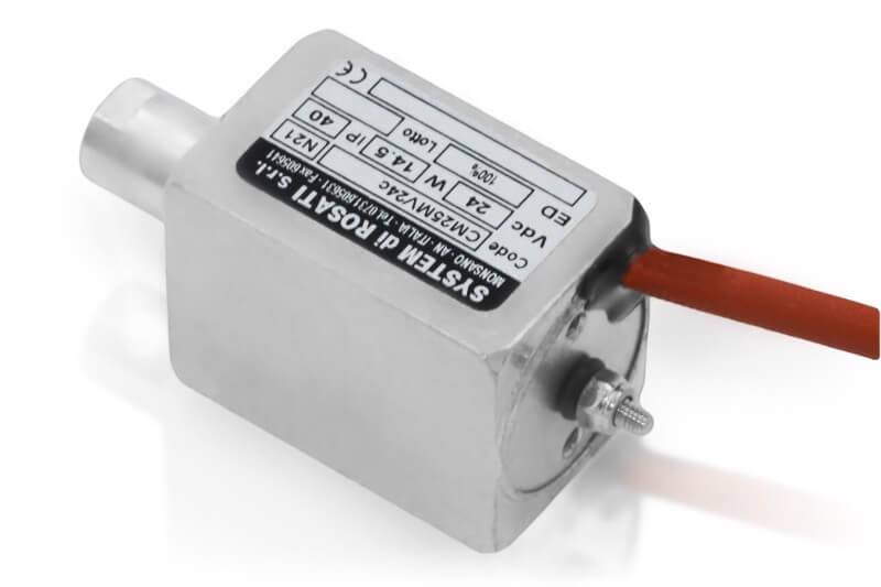 Elettromagnete lineare tipo CM Dimensione: 40mm Alimentazione: 24Vcc Servizio: ED 100%-2