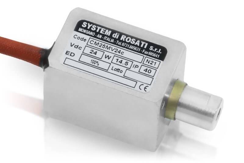 Elettromagnete lineare tipo CM Dimensione: 30mm Alimentazione: 12Vcc Servizio: ED 100%-1