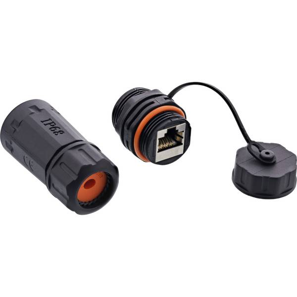 InLine Patchkabelkupplung Cat.6A - wasserdicht IP68 - 2x RJ45 Buchse - geschirmt