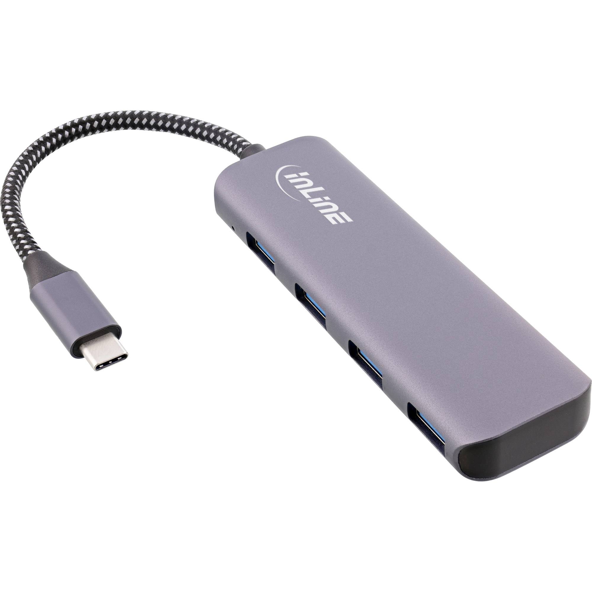 USB 3.2 Hub Typ-C zu 4x A 10Gb/s Metallgehäuse grau (33271R)-0