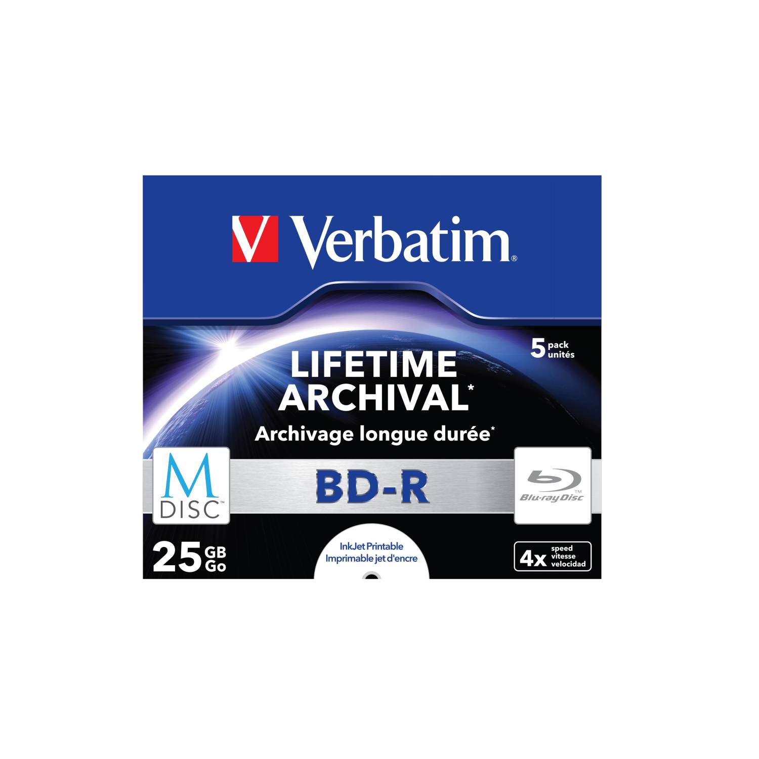 Verbatim M-Disc - 5 x BD-R - 25 GB 4x - superficie stampabile a getto d'inchiostro - custodia (scatola)-1