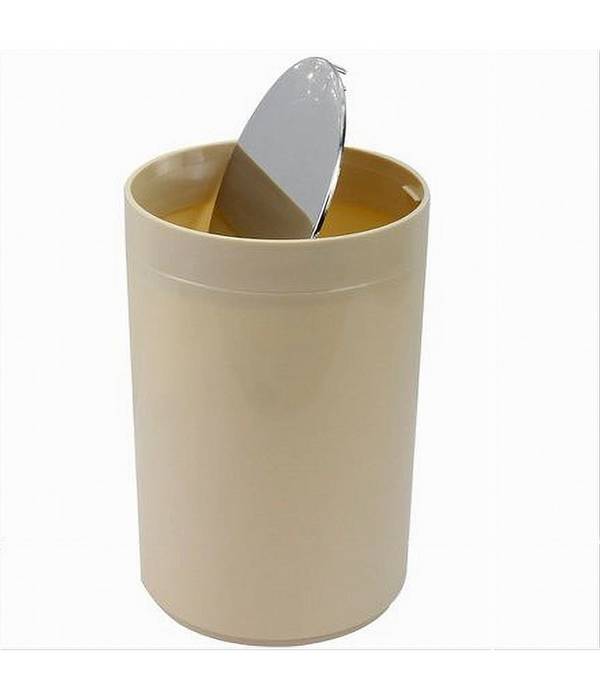 Pattumiera Cestino Secchio Rifiuti Beige Arredo Bagno Coperchio Basculante 79885 -