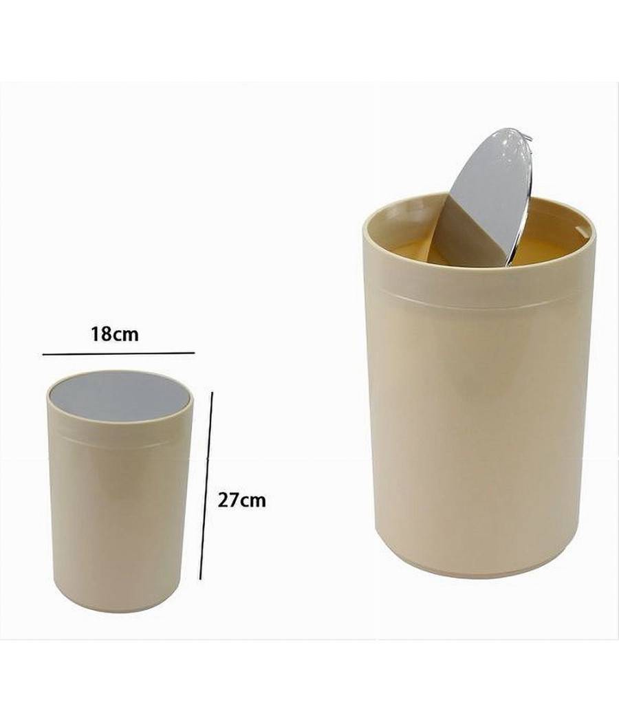 Pattumiera Cestino Secchio Rifiuti Beige Arredo Bagno Coperchio Basculante 79885 --2