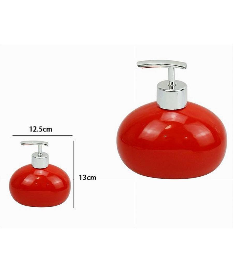 Dispenser Per Sapone Liquido Ceramica Rosso Dosatore Moderno Arredo Bagno 79260 --2