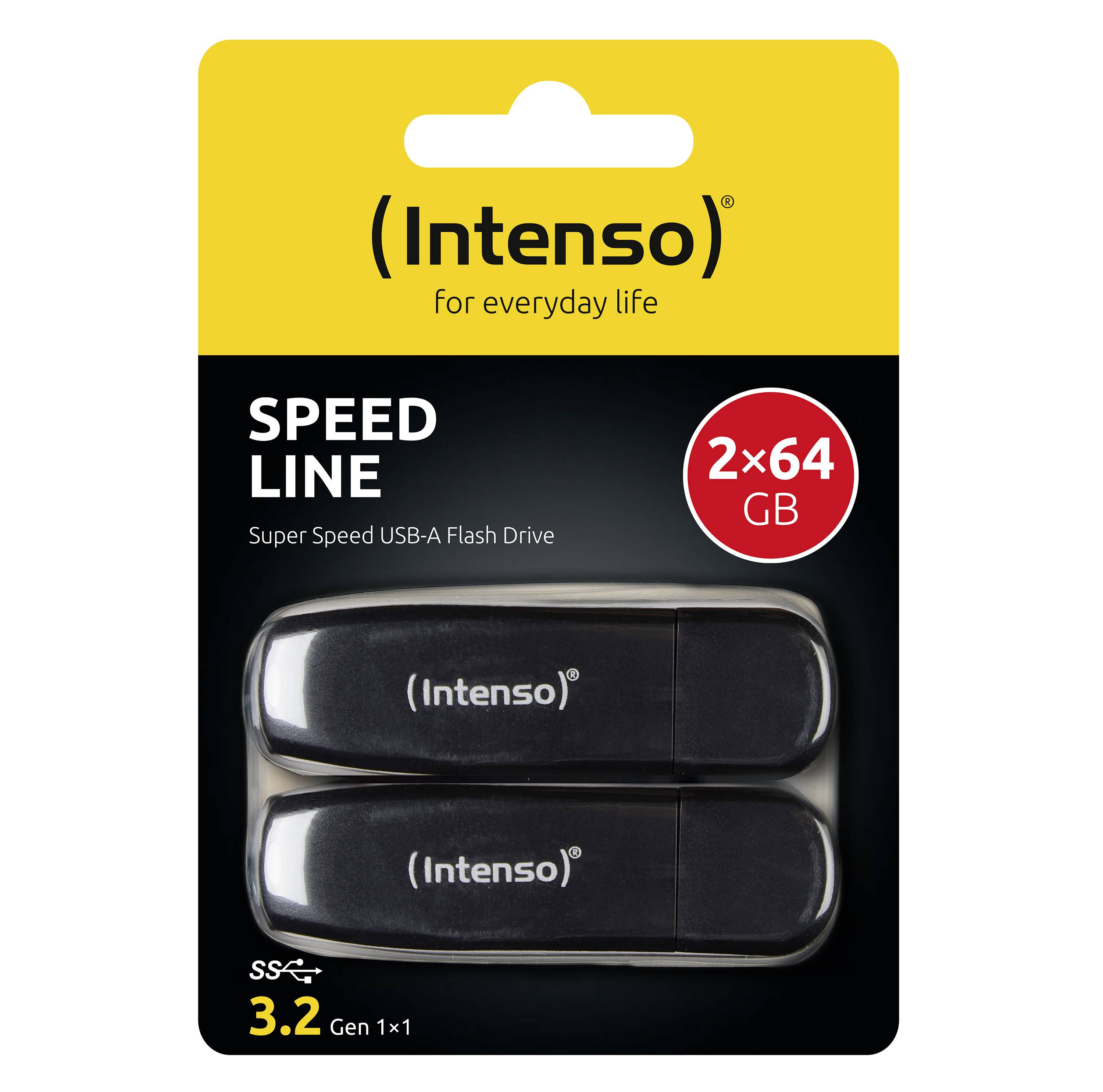 Intenso speed line - usb-flash-laufwerk - 64 gb - usb 3.2 gen 1 - schwarz (packung mit 2)-1