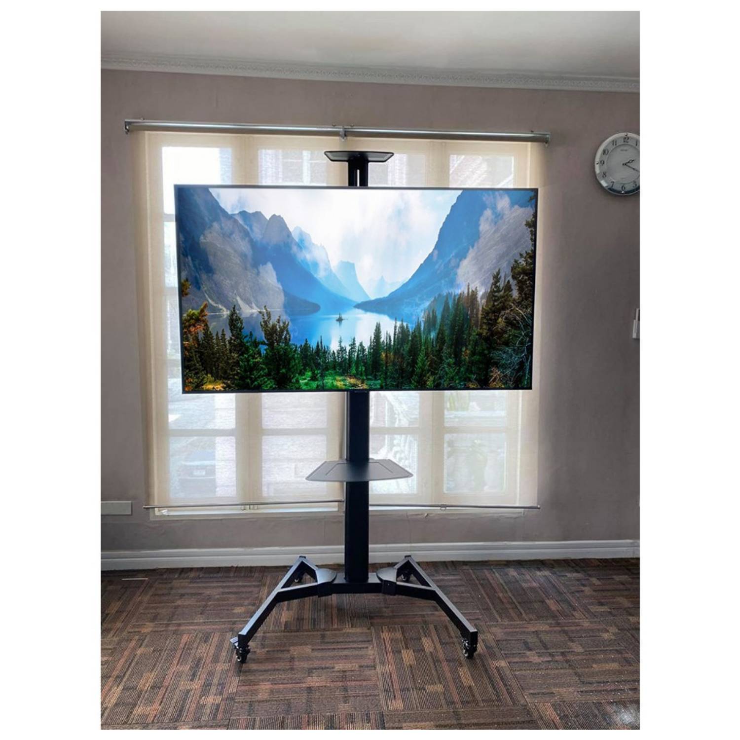 Supporto da Pavimento con Mensola TV/LED/LCD 37''-70'' Nero-1