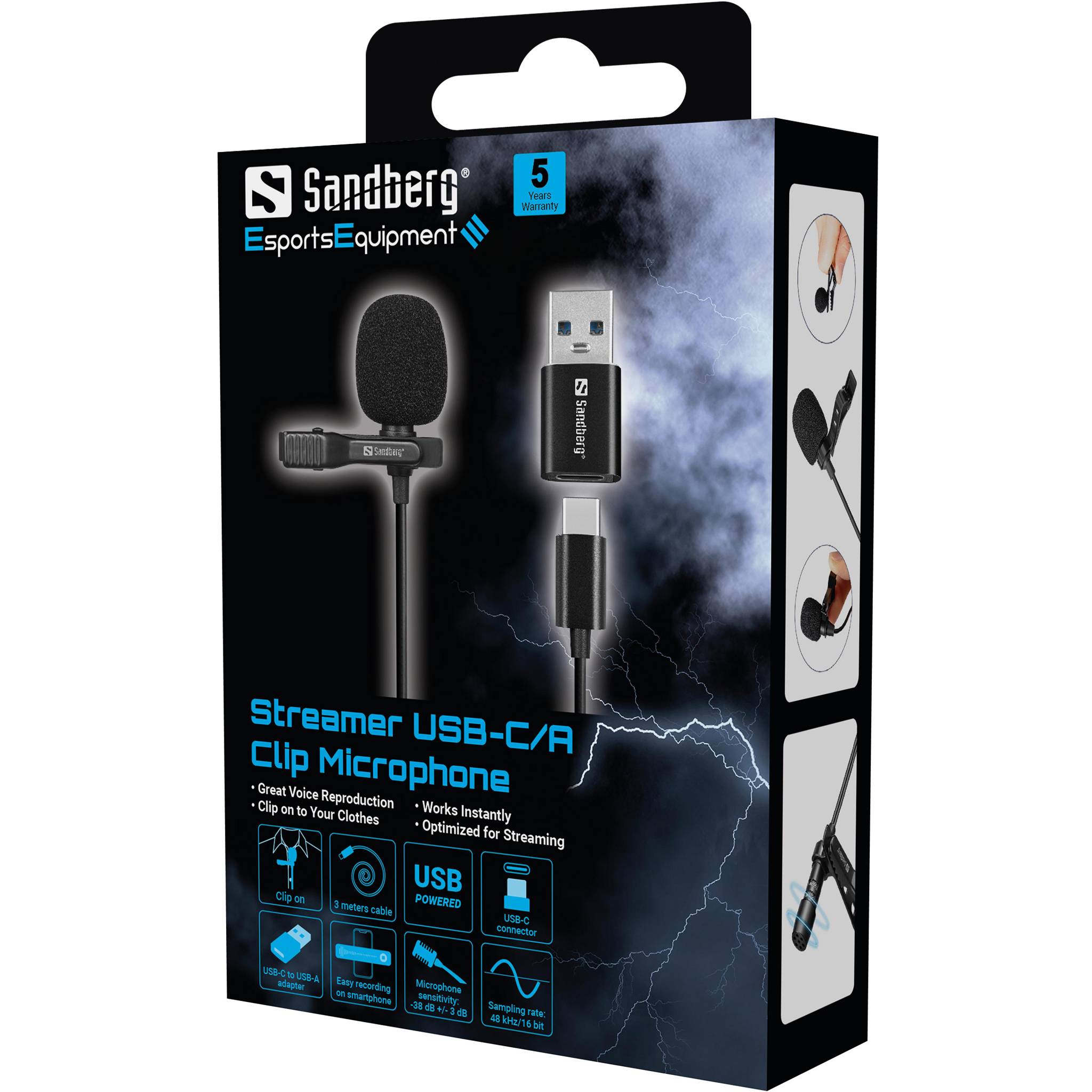 Sandberg Streamer USB Clip Microphone (Streamer USB Clip Microphone - Warranty: 60M)-1