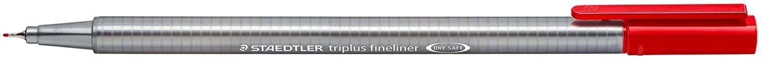 Stadtleler Triplus Finelliner 334 Pennarello Punta Fine - Tempesta 0,3 mm - Inchiostro a Base Acqua - Colore Rosso-0