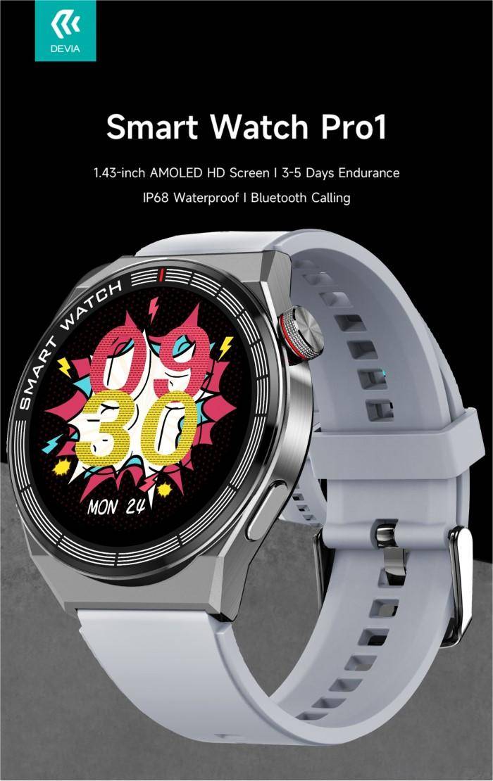 DEVIA Smart Watch Pro1 EM705 IP68 Display Amoled HD Silver-0