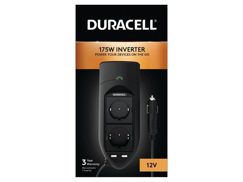 Duracell DRINV15-EU adattatore e invertitore Interno 175 W Nero (Duracell 175W Twin EU Socket Inverter)-0