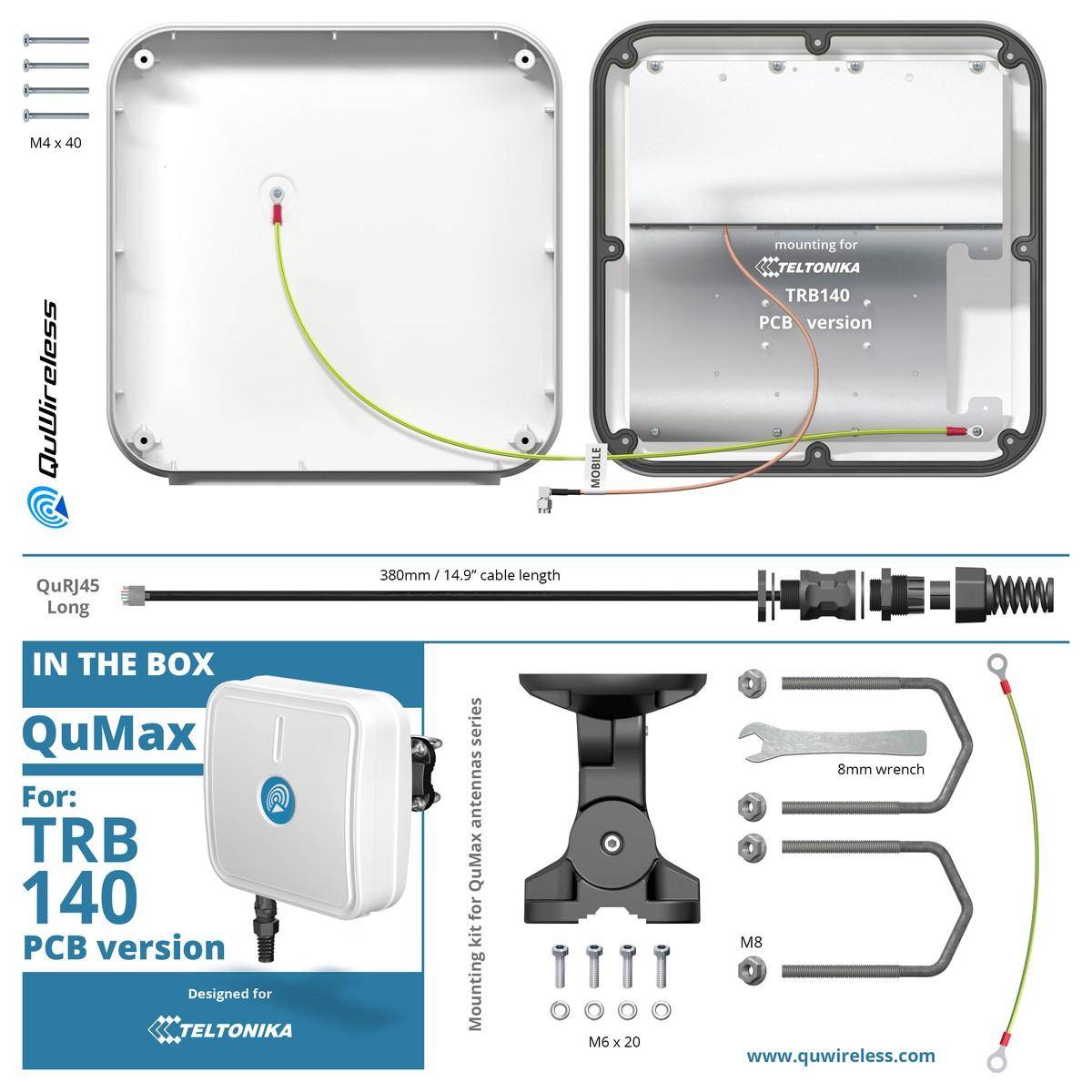 QuWireless QuMax A140M-A | Antenna LTE | per Teltonika TRB140 (versione con custodia)-0