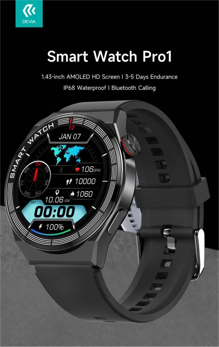 DEVIA Smart Watch Pro1 EM705 IP68 Display Amoled HD Nero-0