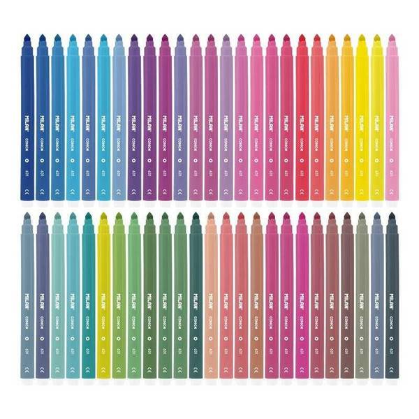 Pacchetto Milano di 50 marcatori - Punta conica 5mm - inchiostro d'acqua - lavabile - colori ordinati