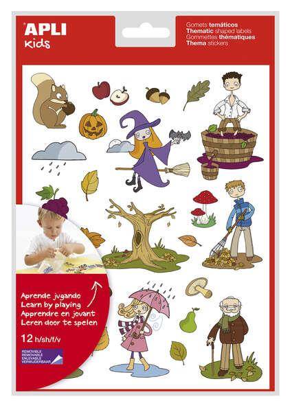 Applique tematico l'autunno - 12 fogli (288 gomets) - adesivo removibile - Illustrazioni divertenti - EN -71 e standard-0