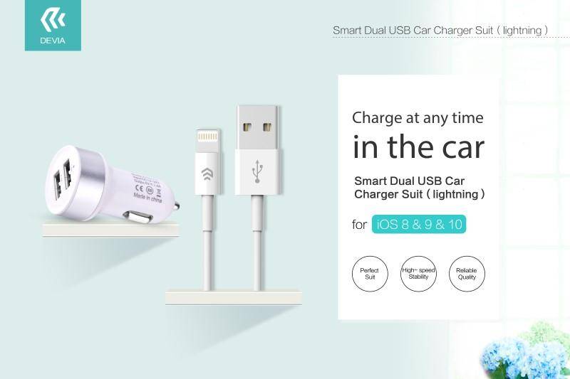 Suit Carica Auto + Cavo Lightning per Apple Bianco-0