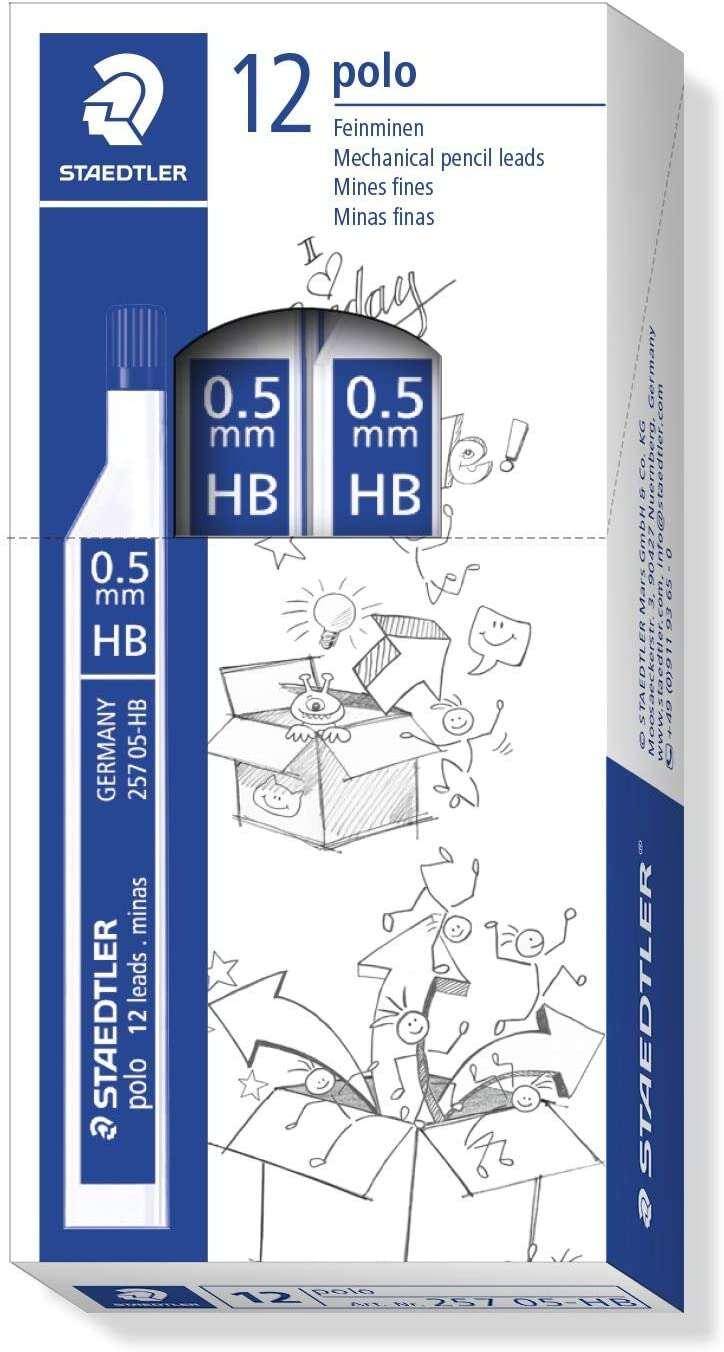 STAEDTLELER POLO 257 Tubo con miniere di grafite - Graduazione HB - Scate 0,5 mm-0