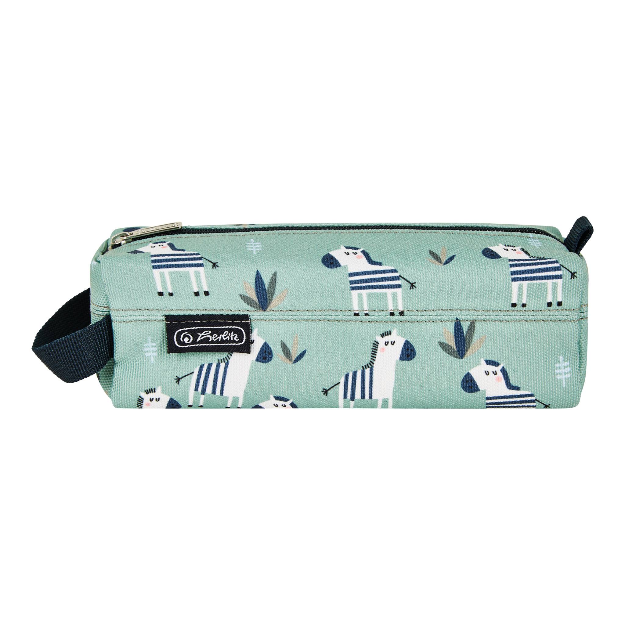 Herlitz Quattro Crazy Zebra Astuccio portamatite Poliestere Nero, Verde, Bianco (Quattro Crazy Zebra)-0