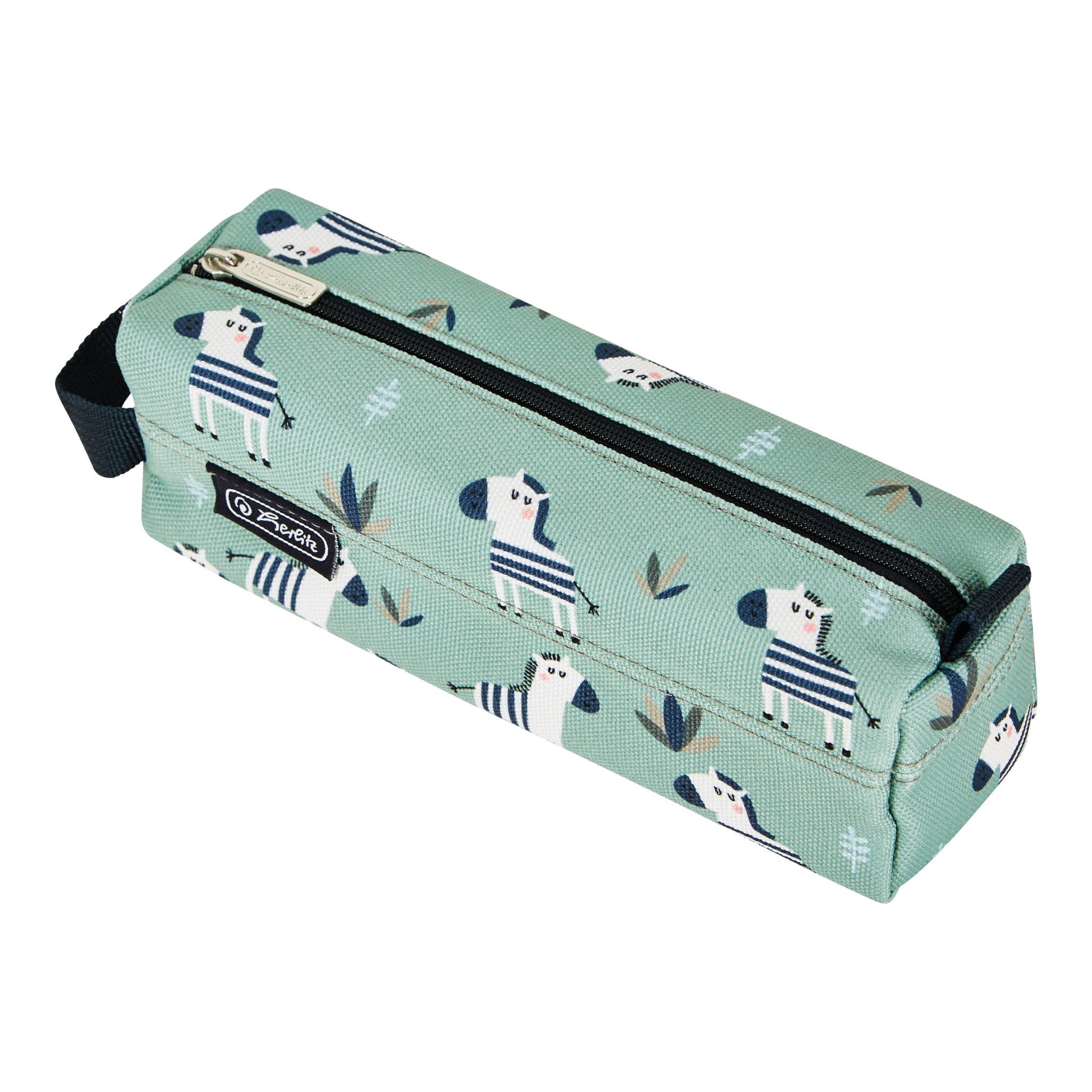 Herlitz Quattro Crazy Zebra Astuccio portamatite Poliestere Nero, Verde, Bianco (Quattro Crazy Zebra)-1