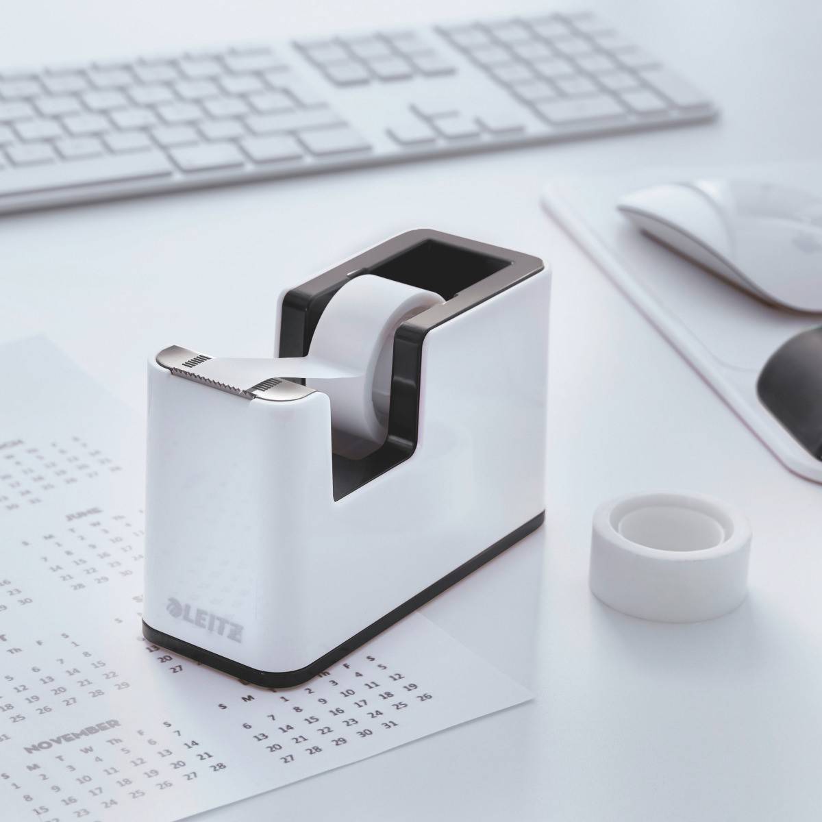 Leitz WOW DISPENSER DUAL COLOR BIAN/NERO etichetta autoadesiva (Leitz WOW Tape Dispenser White/Black 53641095)-1