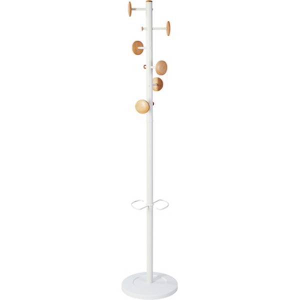 Appendiabiti da Terra con Portaombrelli Music Alba - 6+3 Posti - 175 cm - PMMUSIC BC (Bianco e Legno)
