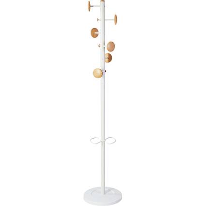 Appendiabiti da Terra con Portaombrelli Music Alba - 6+3 Posti - 175 cm - PMMUSIC BC (Bianco e Legno)-0