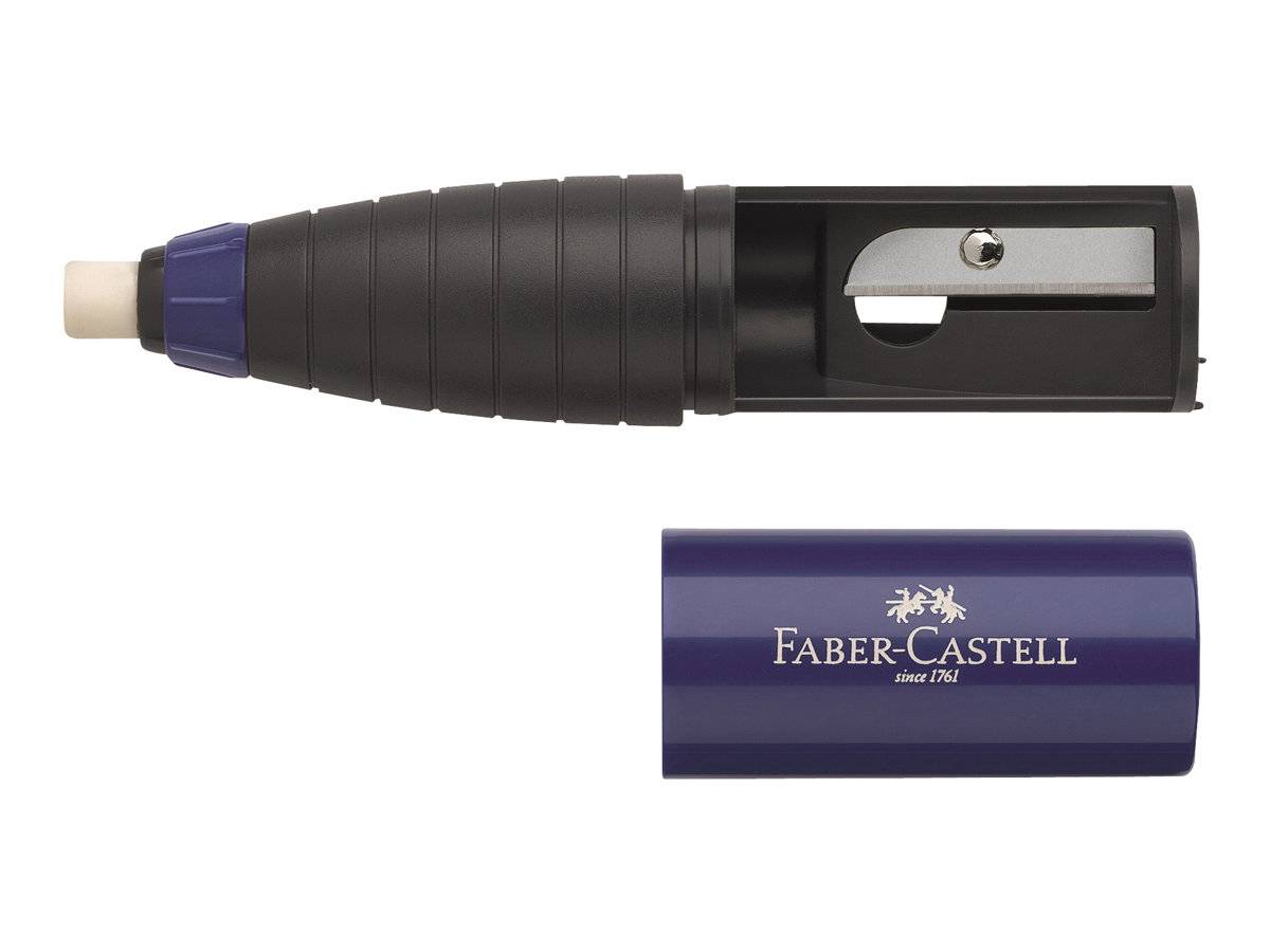 Temperamatite con Contenitore e Gomma Twist Combi Faber Castell - 1 Foro - 184401 (Nero e Rosa)-1