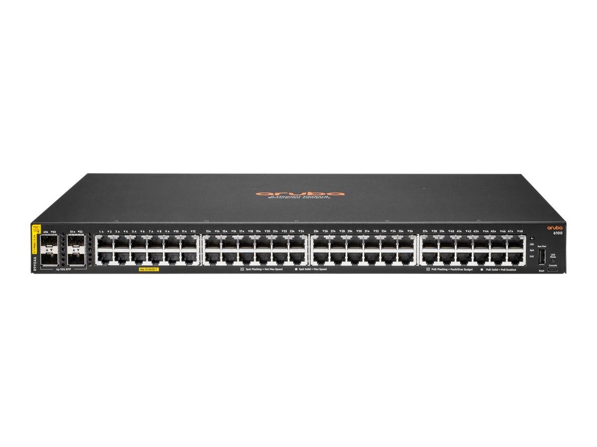 Hpe 6100 48g gestito l2 gigabit ethernet (10/100/1000) supporto power over ethernet (poe) 1u-0