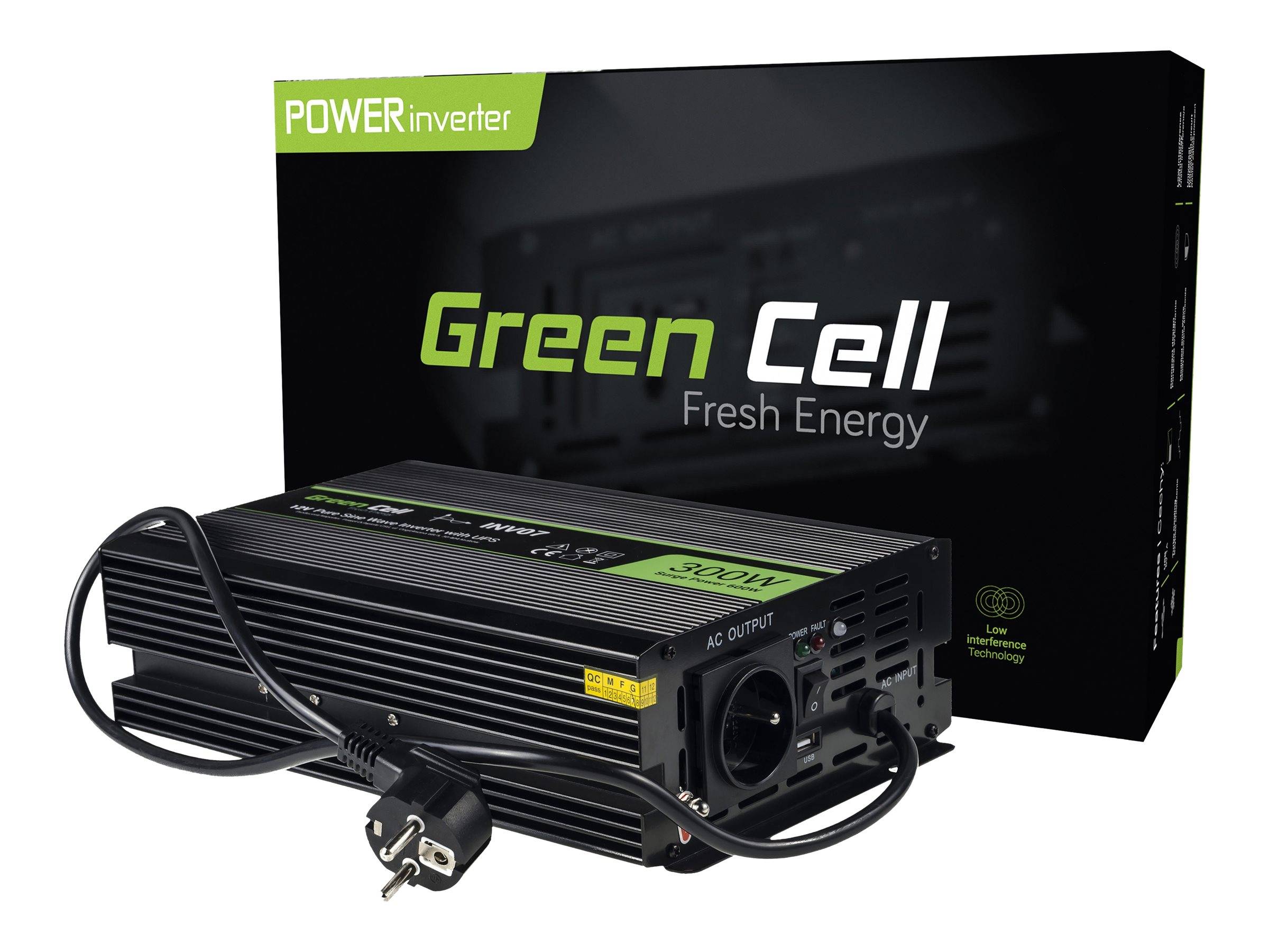Green Cell INV07 adattatore e invertitore Auto 300 W Nero-0