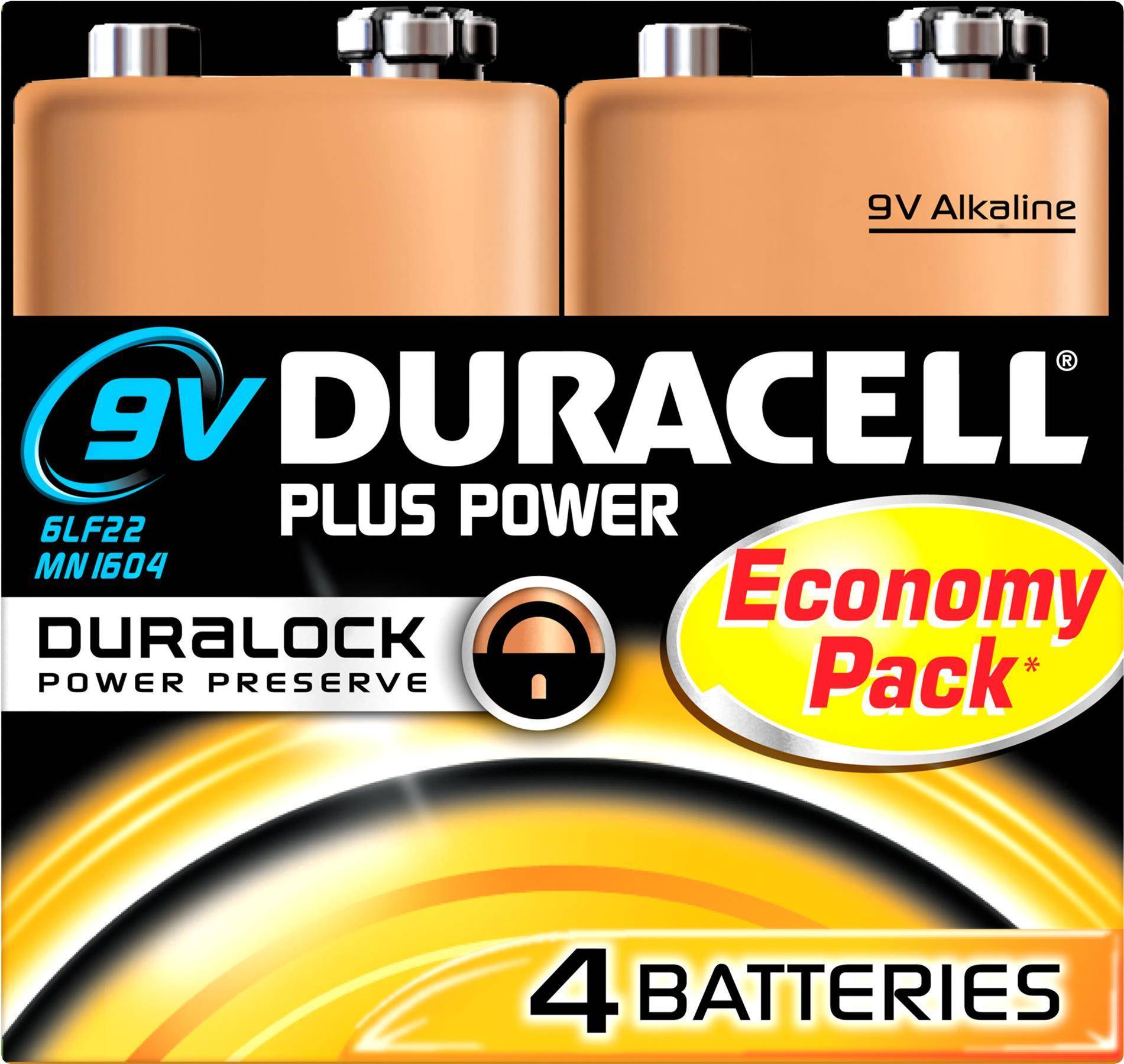 DURACELL PLUS POWER PILA 9V PP3 CONFEZIONE DA 4PZ MN1604B4-1
