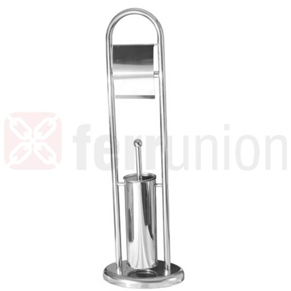 Portarotolo + Scopino Bagno Piantana Acciaio Inox H120Cm Maurer
