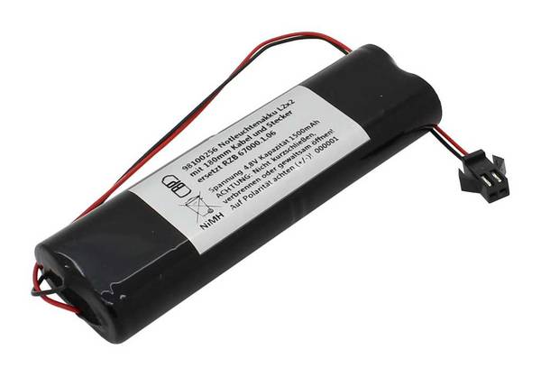 Batteria luce emergenza NiMH 4.8V 1500mAh L2x2 con cavo e spina come RZB 67000.1.06