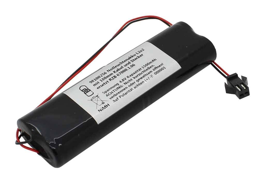 Batteria luce emergenza NiMH 4.8V 1500mAh L2x2 con cavo e spina come RZB 67000.1.06-0