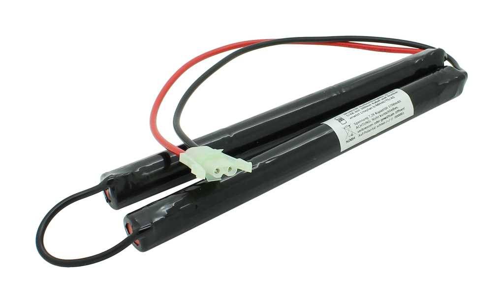 Batteria luce emergenza NiMH 7.2V 3700mAh 2x L1x3 5/4A con cavo 300mm e spina come Liteplan 6/MH40/TS/AS