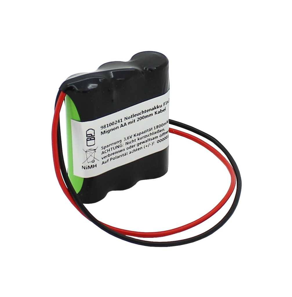 Batteria luce emergenza NiMH 3.6V 1800mAh F1x3 Mignon AA con cavo 200mm-0