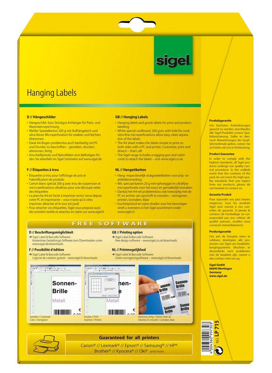 Etichette appese SIGEL cartelli appesi 27x40 mm 1470 pezzi. 27,0 x 40,0 mm bianco-4