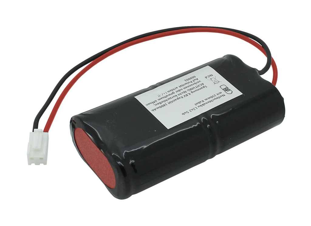 Batteria per luce di emergenza NiCd 4,8 V 1800 mAh L2x2 Sub-C con cavo da 200 mm e spina sostituisce CEAG 40066071181-0