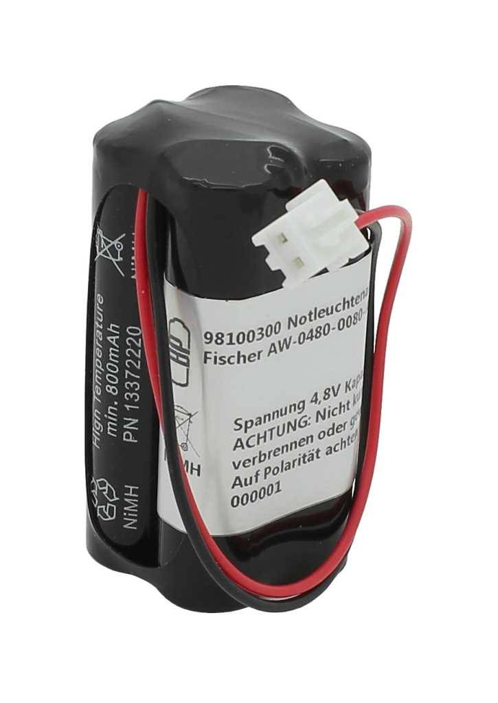 Batteria per luce di emergenza NiMH 4.8V 800mAh F2x2 Micro AAA con cavo da 100 mm e spina sostituisce Fischer...-0