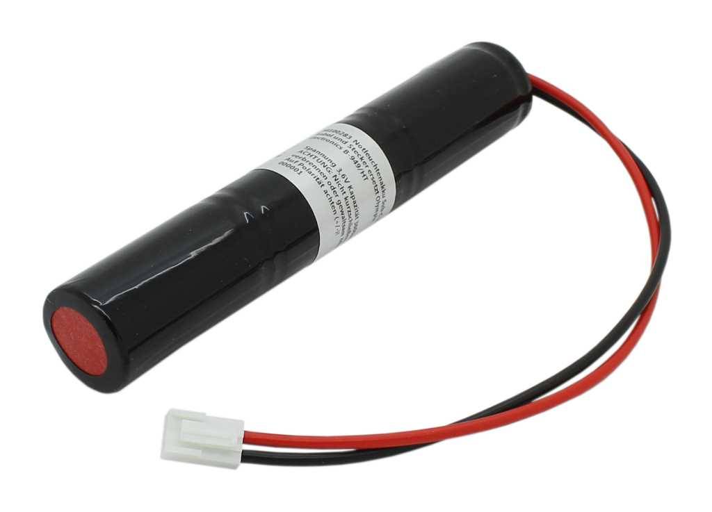 Batteria per luce di emergenza NiMH 3.6V 3000mAh L1x3 Sub-C con cavo da 200mm e spina sostituisce Olympia Electronics...