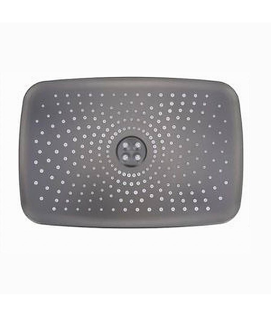 Soffione Doccia Rettangolare Ugelli Fori Bagno Miscelatore Grigio 28.5x19cm 87129 --2