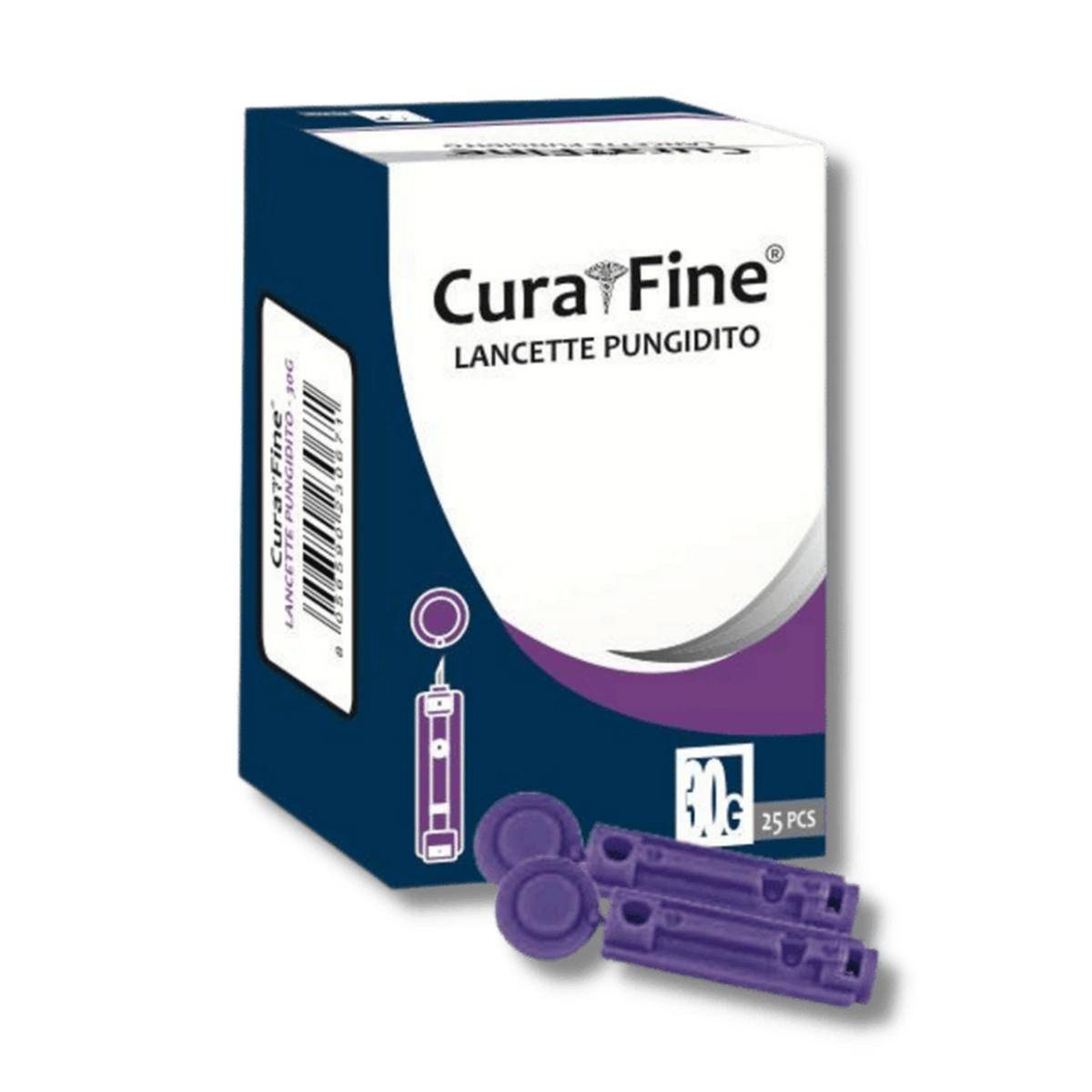 25 X Curafine Lancette Pungidito Ultrafini 33g Per Glucometro Misurazione Test-0