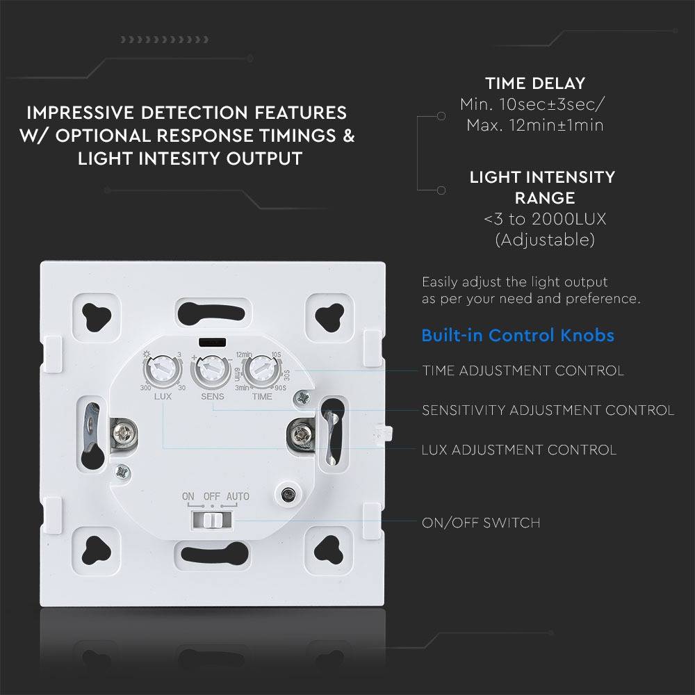 V-TAC Sensore Movimento Microonde 180° a Plafone Bianco (Max 300W) IP20-4