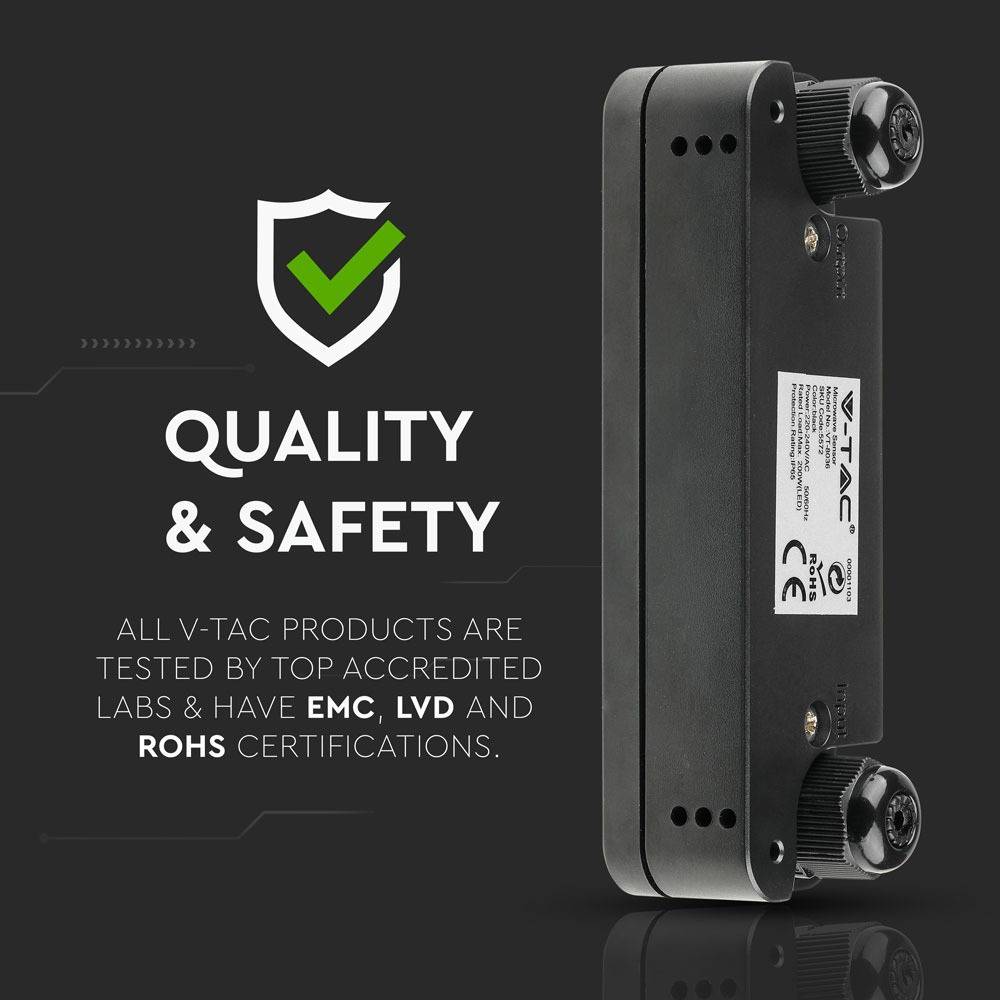 V-TAC Sensore Movimento Microonde 180° a Plafone Nero (Max 200W) IP65-4