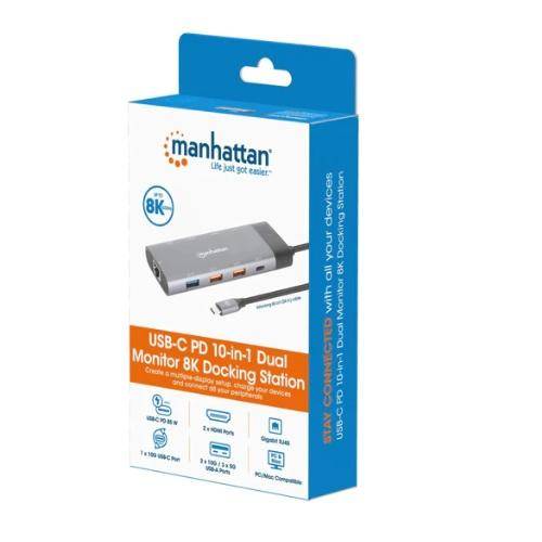 DOCKING STATION USB TYPE-C>DUAL MONITOR 8K HDMI 2.1/HDMI 2.0/5xUSB/TYPE-C/LAN MANHATTAN-0