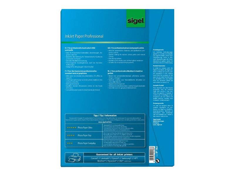 Sigel InkJet Paper IP182 - Gestrichenes Papier - hochweiß - A4 (210 x 297 mm) - 120 g/m2 - 50 Blatt (IP182)-3